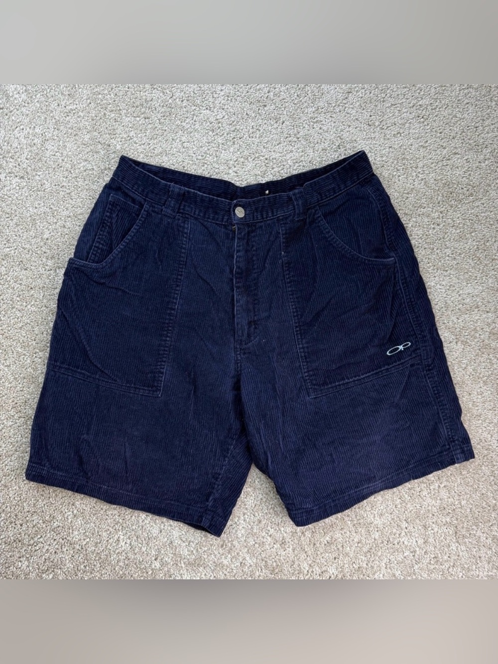 OP Ocean Pacific deep blue corduroy shorts mens 34 flat front beach vintage Y2K